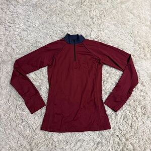 Women’s Large Burgundy Urban Strides Long Sleeve Horseback Riding Sunshirt